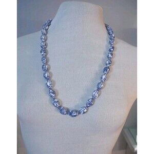 Vintage Hand-Knotted & Hand Painted Chinese porcelain Beaded Necklase